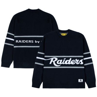 Las Vegas Raiders GOLF WANG Black Jacquard Pullover Sweater