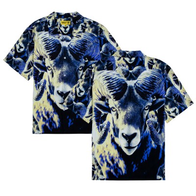 Los Angeles Rams GOLF WANG Rayon Short Sleeve Button-Up Shirt - Royal