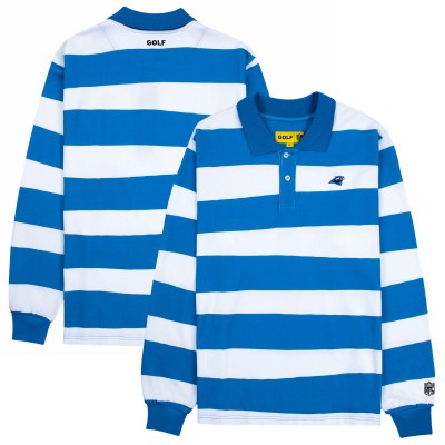 Carolina Panthers GOLF WANG White/Blue Long Sleeve Polo