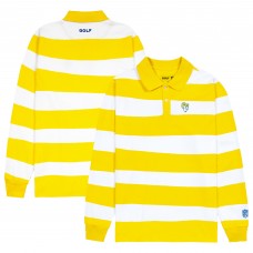 Los Angeles Rams GOLF WANG Long Sleeve Polo - Gold/White Los Angeles Rams GOLF WANG Long Sleeve Polo - Gold/White