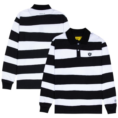 Las Vegas Raiders GOLF WANG White/Black Long Sleeve Polo