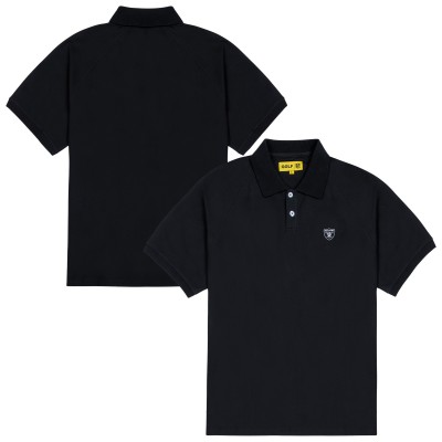 Las Vegas Raiders GOLF WANG Black Raglan Polo