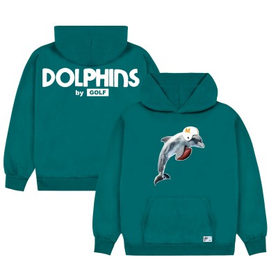 Miami Dolphins GOLF WANG Aqua Cutout Pullover Hoodie
