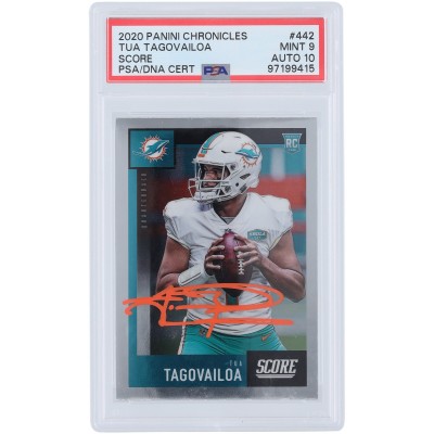 Tua Tagovailoa Miami Dolphins Autographed 2020 Panini Chronicles Score Orange Ink #442 PSA Authenticated 9/10 Rookie Card