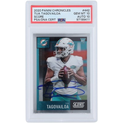 Tua Tagovailoa Miami Dolphins Autographed 2020 Panini Chronicles Score #442 PSA Authenticated 10/10 Rookie Card