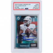 Tua Tagovailoa Miami Dolphins Autographed 2020 Panini Chronicles Score #442 PSA Authenticated 9/10 Rookie Card