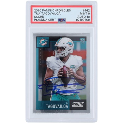 Tua Tagovailoa Miami Dolphins Autographed 2020 Panini Chronicles Score #442 PSA Authenticated 9/10 Rookie Card