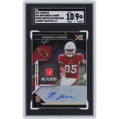 Rondale Moore Arizona Cardinals Autographed 2021 Panini XR Swatch Laundry Tag NFLPA Relic #RSA-RMO #1/1 SGC Authenticated 9/10 Rookie Card