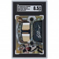 Spencer Rattler New Orleans Saints Autographed 2024 Panini Gold Standard White Gold Dual Jersey Tri-Color Relic Silver Ink #16 #26/49 SGC Authenticated 8.5 Rookie Card