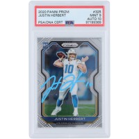 Justin Herbert Los Angeles Chargers Autographed 2020 Panini Prizm Light Blue Ink #325 PSA Authenticated 9/10 Rookie Card