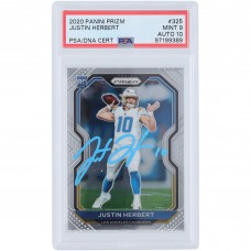 Justin Herbert Los Angeles Chargers Autographed 2020 Panini Prizm Light Blue Ink #325 PSA Authenticated 9/10 Rookie Card