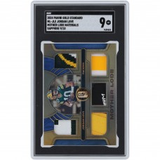 Jordan Love Green Bay Packers 2024 Panini Gold Standard Sapphire Mother Lode Materials Quad-Color Relic #ML-JLE #9/10 SGC Authenticated 9 Card