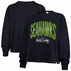 Женская Seattle Seahawks 47 College Navy Muse Sydney Long Sleeve Cropped T-Shirt Женская Seattle Seahawks 47 College Navy Muse Sydney Long Sleeve Cropped T-Shirt