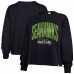 Женская Seattle Seahawks 47 College Navy Muse Sydney Long Sleeve Cropped T-Shirt