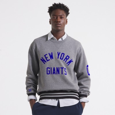 New York Giants x Todd Snyder Heather Charcoal Relaxed Canadian Fleece Crew