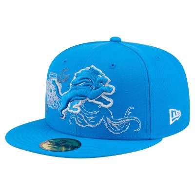 Бейсболка Detroit Lions New Era Blue State Stitch 59FIFTY