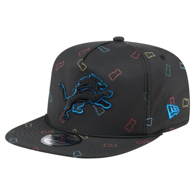 Detroit Lions New Era Black Gummy Golfer Snapback Hat