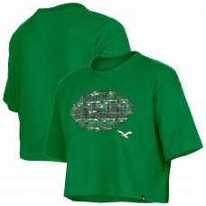 Girls Philadelphia Eagles New Era Kelly Green Flip Sequin Boxy T-Shirt