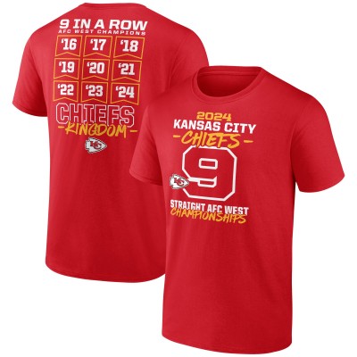 Kansas City Chiefs Nine-Straight AFC West Division Champions T-Shirt - Red