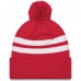 Kansas City Chiefs New Era 2024 AFC West Division Champions Striped Cuffed Knit Hat with Pom - Red