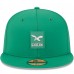 Бейсболка Philadelphia Eagles New Era Kelly Green 2025 Sideline Throwback 59FIFTY