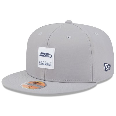 Бейсболка Seattle Seahawks New Era Gray 2025 Sideline 59FIFTY