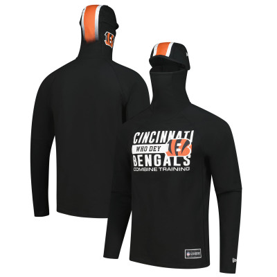 Толстовка Cincinnati Bengals New Era Black Functional Fandom Balaclava Helmet Stripe Tri-Blend