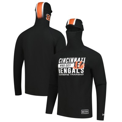 Cincinnati Bengals New Era Black Functional Fandom Balaclava Helmet Stripe Tri-Blend Hoodie