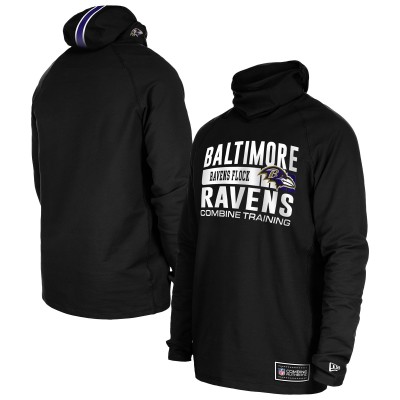 Толстовка Baltimore Ravens New Era Black Functional Fandom Balaclava Helmet Stripe Tri-Blend