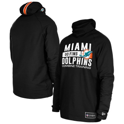 Толстовка Miami Dolphins New Era Black Functional Fandom Balaclava Helmet Stripe Tri-Blend
