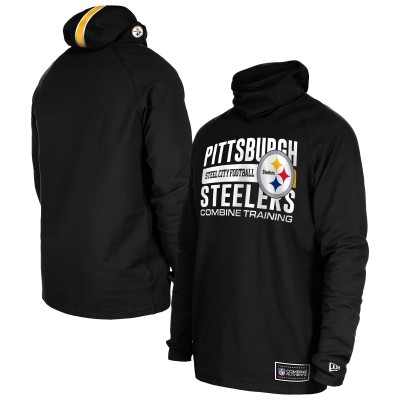 Толстовка Pittsburgh Steelers New Era Black Functional Fandom Balaclava Helmet Stripe Tri-Blend