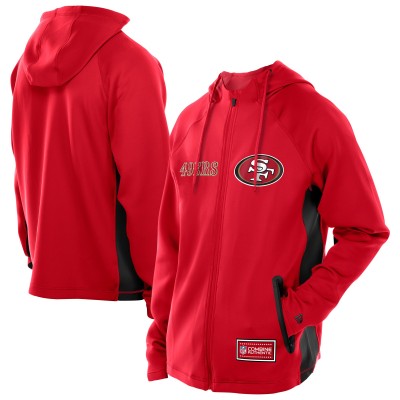 San Francisco 49ers New Era Scarlet Combine Authentic Raglan Scuba Full-Zip Hoodie