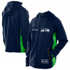 Seattle Seahawks New Era College Navy Combine Authentic Raglan Scuba Full-Zip Hoodie