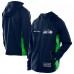 Seattle Seahawks New Era College Navy Combine Authentic Raglan Scuba Full-Zip Hoodie