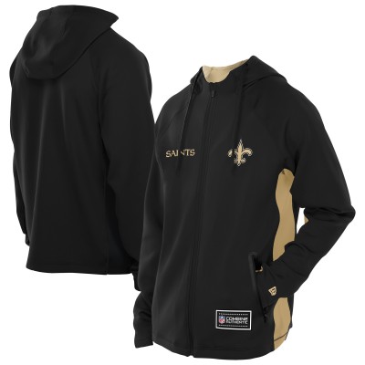 New Orleans Saints New Era Black Combine Authentic Raglan Scuba Full-Zip Hoodie