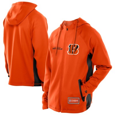 Cincinnati Bengals New Era Orange Combine Authentic Raglan Scuba Full-Zip Hoodie