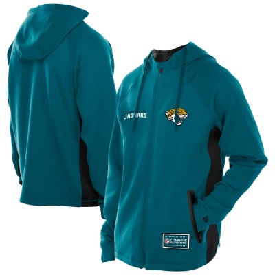 Jacksonville Jaguars New Era Teal Combine Authentic Raglan Scuba Full-Zip Hoodie
