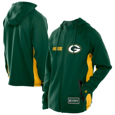 Толстовка на молнии Green Bay Packers New Era Green Combine Authentic Raglan Scuba