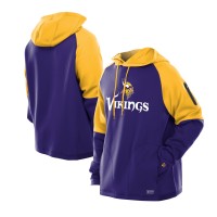 Minnesota Vikings New Era Purple Combine Authentic Color Block Raglan Pullover Hoodie