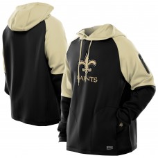 New Orleans Saints New Era Black Combine Authentic Color Block Raglan Pullover Hoodie