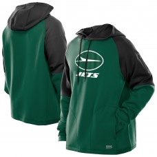 New York Jets New Era Green Combine Authentic Color Block Raglan Pullover Hoodie New York Jets New Era Green Combine Authentic Color Block Raglan Pullover Hoodie