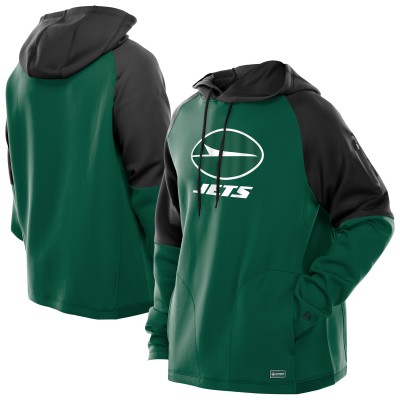 New York Jets New Era Green Combine Authentic Color Block Raglan Pullover Hoodie