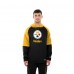 Pittsburgh Steelers New Era Black Combine Authentic Color Block Raglan Pullover Hoodie