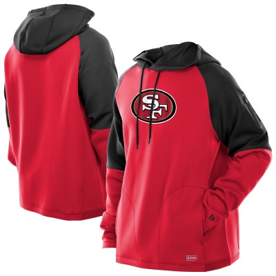 San Francisco 49ers New Era Scarlet Combine Authentic Color Block Raglan Pullover Hoodie