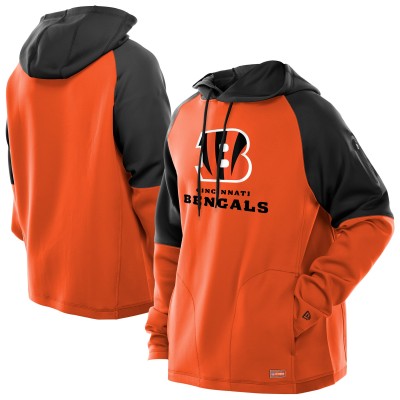 Cincinnati Bengals New Era Orange Combine Authentic Color Block Raglan Pullover Hoodie