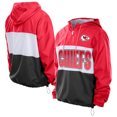 Kansas City Chiefs New Era Red Ripstop Quarter-Zip Hooded Windbreaker