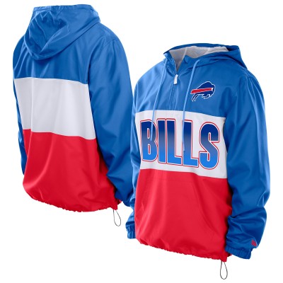 Buffalo Bills New Era Royal Ripstop Quarter-Zip Hooded Windbreaker