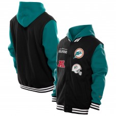 Miami Dolphins New Era Black Full-Snap Fleece Hoodie Jacket