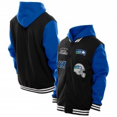 Seattle Seahawks New Era Black Full-Snap Fleece Hoodie Jacket