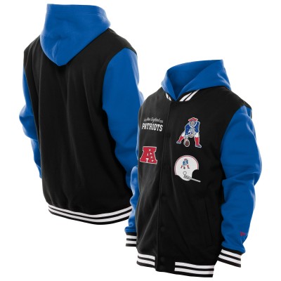 New England Patriots New Era Black Full-Snap Fleece Hoodie Jacket